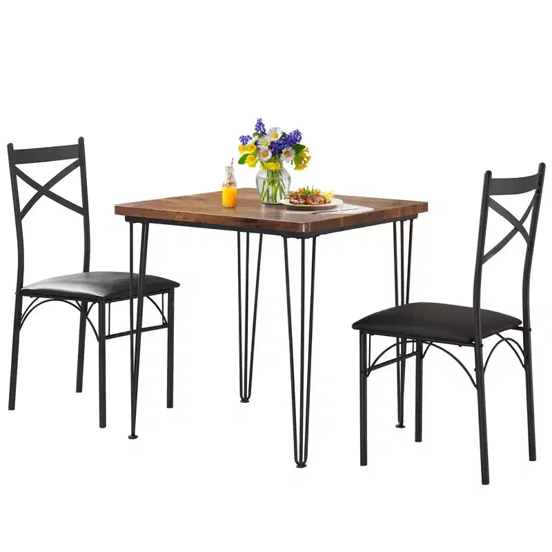 Ensemble de salle à manger VECELO, ensemble table et chaises 3/5 pièces avec 2/4 chaises rembourrées pour petit espace, appartement