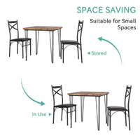Ensemble de salle à manger VECELO, ensemble table et chaises 3/5 pièces avec 2/4 chaises rembourrées pour petit espace, appartement