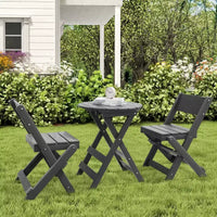 Hyleory Ensemble de Bistro de Patio 3 Pièces - Table et Chaises Pliantes avec Table Basse, Léger pour Balcon, Jardin, Appartement, Résistant aux Intempéries