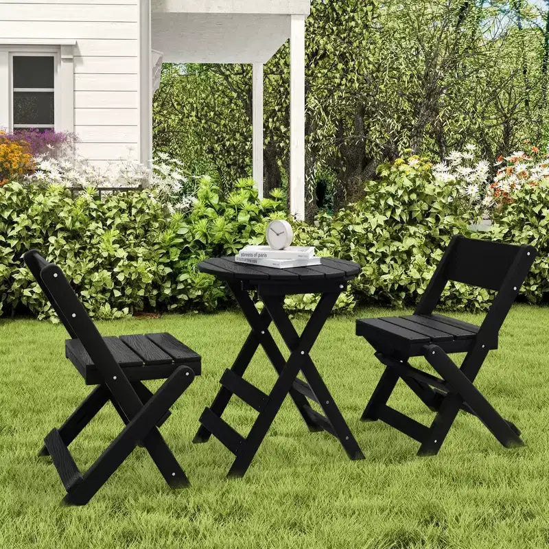 Hyleory Ensemble de Bistro de Patio 3 Pièces - Table et Chaises Pliantes avec Table Basse, Léger pour Balcon, Jardin, Appartement, Résistant aux Intempéries