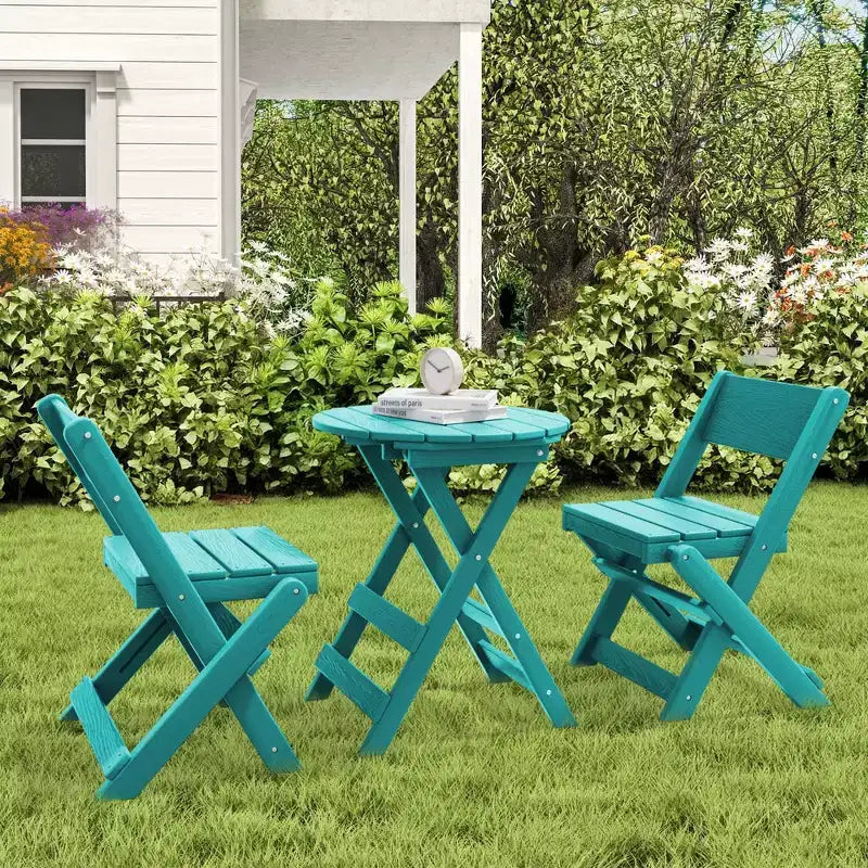 Hyleory Ensemble de Bistro de Patio 3 Pièces - Table et Chaises Pliantes avec Table Basse, Léger pour Balcon, Jardin, Appartement, Résistant aux Intempéries