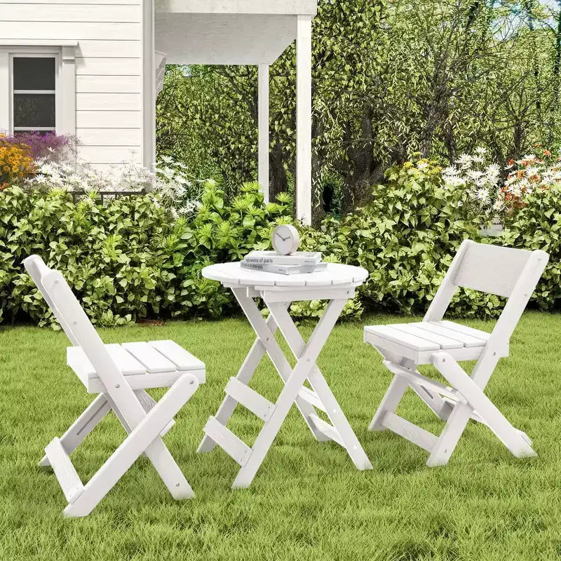 Hyleory Ensemble de Bistro de Patio 3 Pièces - Table et Chaises Pliantes avec Table Basse, Léger pour Balcon, Jardin, Appartement, Résistant aux Intempéries