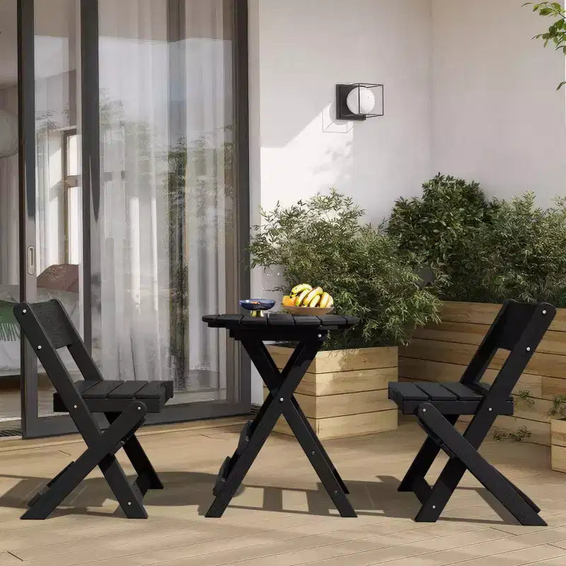 Hyleory Ensemble de Bistro de Patio 3 Pièces - Table et Chaises Pliantes avec Table Basse, Léger pour Balcon, Jardin, Appartement, Résistant aux Intempéries