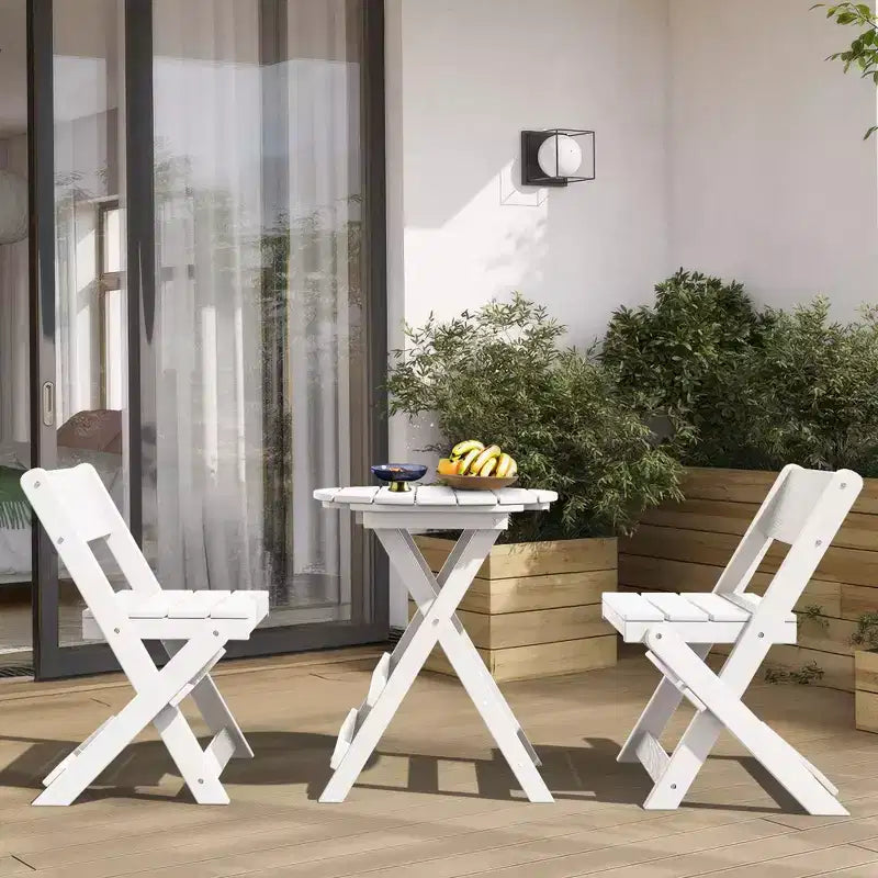 Hyleory Ensemble de Bistro de Patio 3 Pièces - Table et Chaises Pliantes avec Table Basse, Léger pour Balcon, Jardin, Appartement, Résistant aux Intempéries