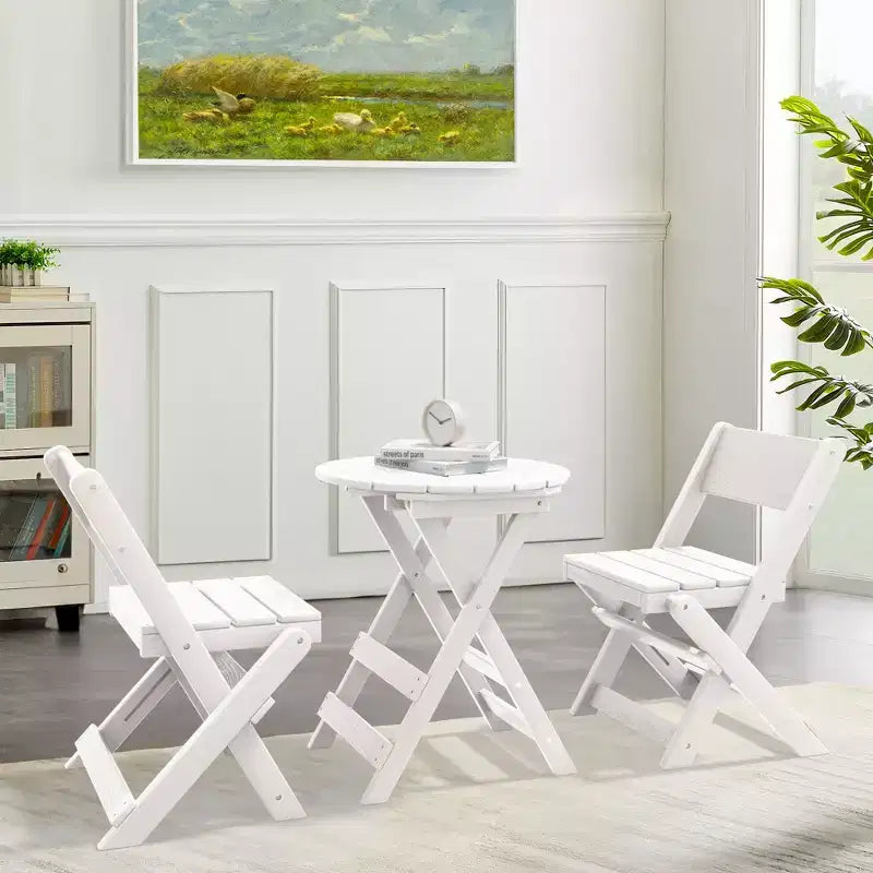 Hyleory Ensemble de Bistro de Patio 3 Pièces - Table et Chaises Pliantes avec Table Basse, Léger pour Balcon, Jardin, Appartement, Résistant aux Intempéries