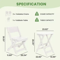Hyleory Ensemble de Bistro de Patio 3 Pièces - Table et Chaises Pliantes avec Table Basse, Léger pour Balcon, Jardin, Appartement, Résistant aux Intempéries