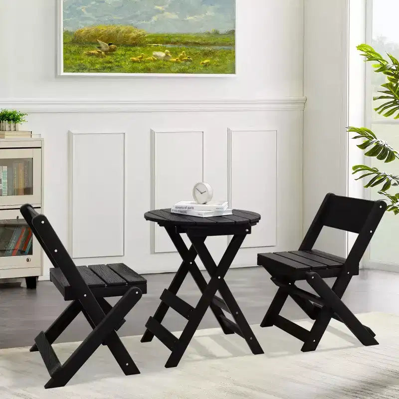 Hyleory Ensemble de Bistro de Patio 3 Pièces - Table et Chaises Pliantes avec Table Basse, Léger pour Balcon, Jardin, Appartement, Résistant aux Intempéries