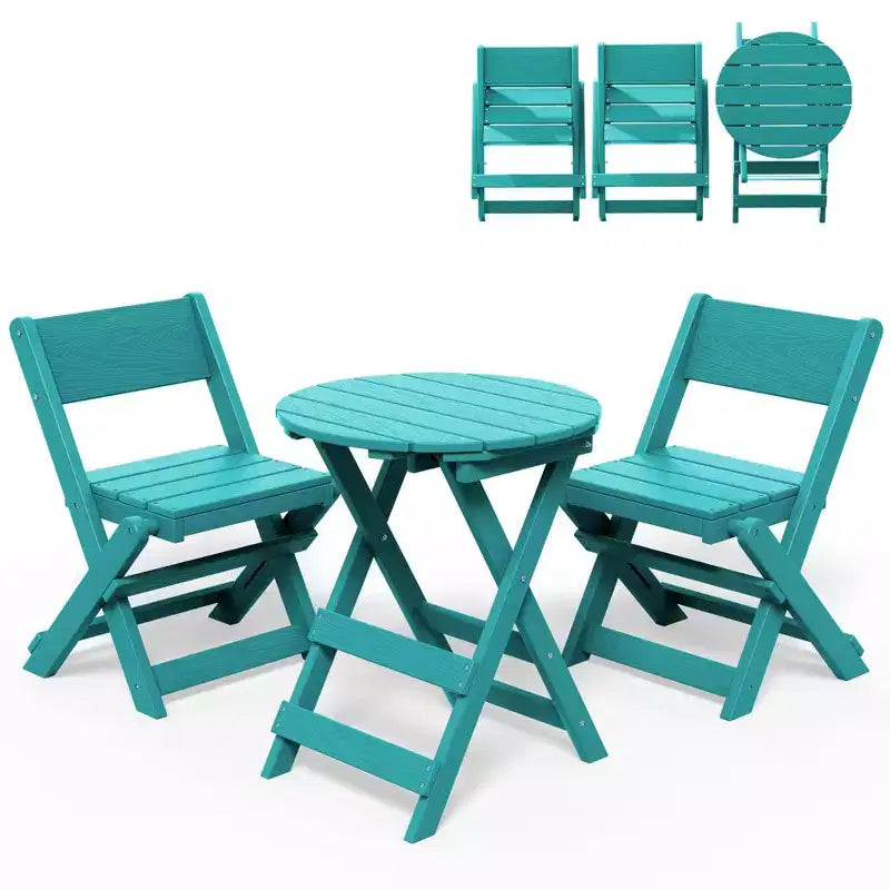 Hyleory Ensemble de Bistro de Patio 3 Pièces - Table et Chaises Pliantes avec Table Basse, Léger pour Balcon, Jardin, Appartement, Résistant aux Intempéries
