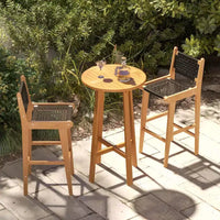 Ensemble de bar de terrasse Costway 3 pièces Table de cocktail ronde avec 2 tabourets de bar en rotin sans accoudoirs