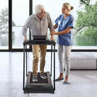 Tapis de marche Costway 2,5 CV avec longues barres d'appui pour personnes âgées, capteurs de pouls et écran LED