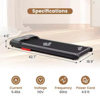 Tapis de marche Costway 2,5 CV sous le bureau avec télécommande et application pour la maison