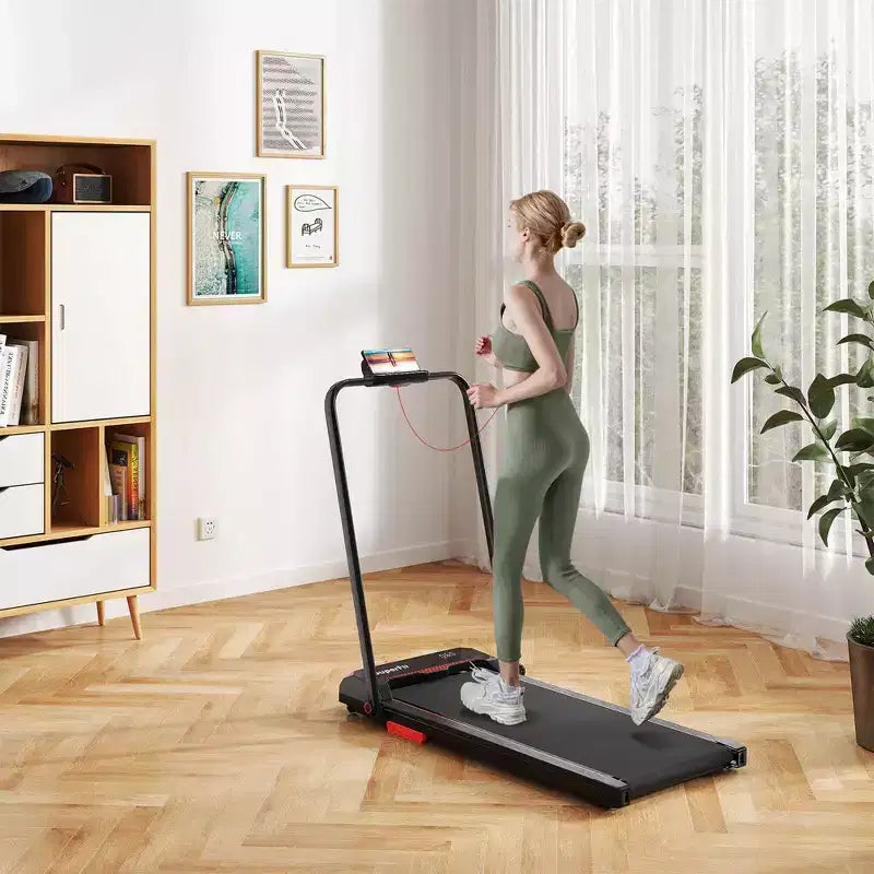 Tapis de Course Pliable 3 en 1 Costway avec Télécommande, Écran LED et Application pour Maison Rouge/Bleu