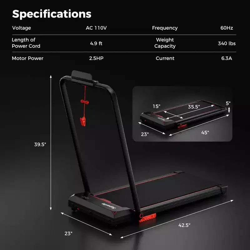 Tapis de Course Pliable 3 en 1 Costway avec Télécommande, Écran LED et Application pour Maison Rouge/Bleu