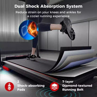 Tapis de Course Pliable 3 en 1 Costway avec Télécommande, Écran LED et Application pour Maison Rouge/Bleu