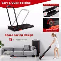 Tapis de Course Pliable 3 en 1 Costway avec Télécommande, Écran LED et Application pour Maison Rouge/Bleu