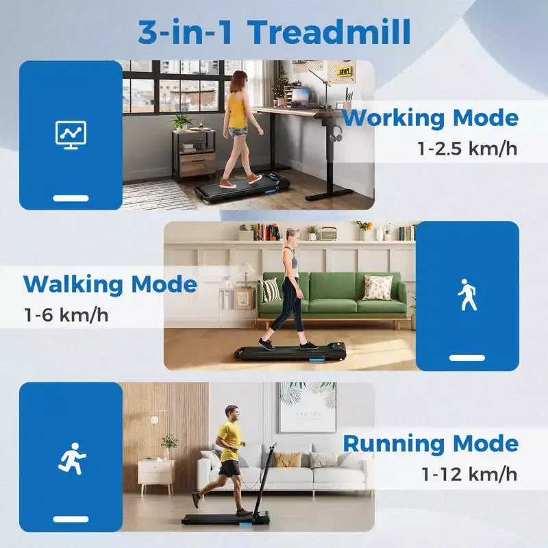 Tapis de Course Pliable 3 en 1 Costway avec Télécommande, Écran LED et Application pour Maison Rouge/Bleu