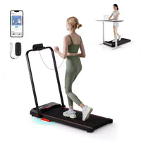Tapis de Course Pliable 3 en 1 Costway avec Télécommande, Écran LED et Application pour Maison Rouge/Bleu