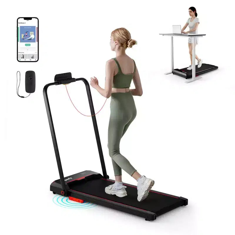 Tapis de Course Pliable 3 en 1 Costway avec Télécommande, Écran LED et Application pour Maison Rouge/Bleu