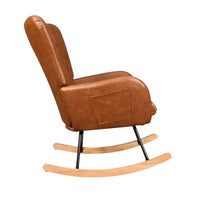 Fauteuil à bascule rembourré en similicuir/tissu peluche VECELO, fauteuil planeur moderne inclinable avec appuie-tête épais, assise rembourrée blanc/marron/rose