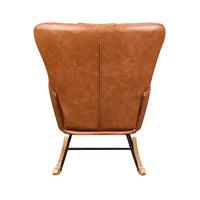 Fauteuil à bascule rembourré en similicuir/tissu peluche VECELO, fauteuil planeur moderne inclinable avec appuie-tête épais, assise rembourrée blanc/marron/rose