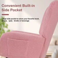 Fauteuil à bascule rembourré en similicuir/tissu peluche VECELO, fauteuil planeur moderne inclinable avec appuie-tête épais, assise rembourrée blanc/marron/rose