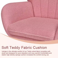 Fauteuil à bascule rembourré en similicuir/tissu peluche VECELO, fauteuil planeur moderne inclinable avec appuie-tête épais, assise rembourrée blanc/marron/rose