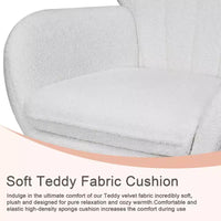 Fauteuil à bascule rembourré en similicuir/tissu peluche VECELO, fauteuil planeur moderne inclinable avec appuie-tête épais, assise rembourrée blanc/marron/rose