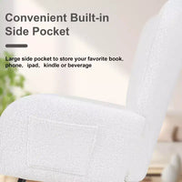 Fauteuil à bascule rembourré en similicuir/tissu peluche VECELO, fauteuil planeur moderne inclinable avec appuie-tête épais, assise rembourrée blanc/marron/rose