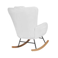Fauteuil à bascule rembourré en similicuir/tissu peluche VECELO, fauteuil planeur moderne inclinable avec appuie-tête épais, assise rembourrée blanc/marron/rose