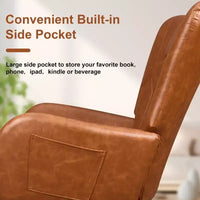 Fauteuil à bascule rembourré en similicuir/tissu peluche VECELO, fauteuil planeur moderne inclinable avec appuie-tête épais, assise rembourrée blanc/marron/rose