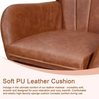 Fauteuil à bascule rembourré en similicuir/tissu peluche VECELO, fauteuil planeur moderne inclinable avec appuie-tête épais, assise rembourrée blanc/marron/rose