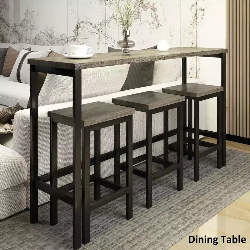 Whisen ensemble table de salle à manger hauteur comptoir 4 pièces style farmhouse avec 3 tabourets