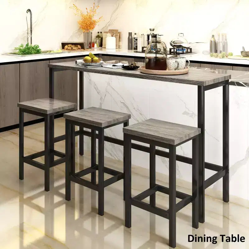 Whisen ensemble table de salle à manger hauteur comptoir 4 pièces style farmhouse avec 3 tabourets