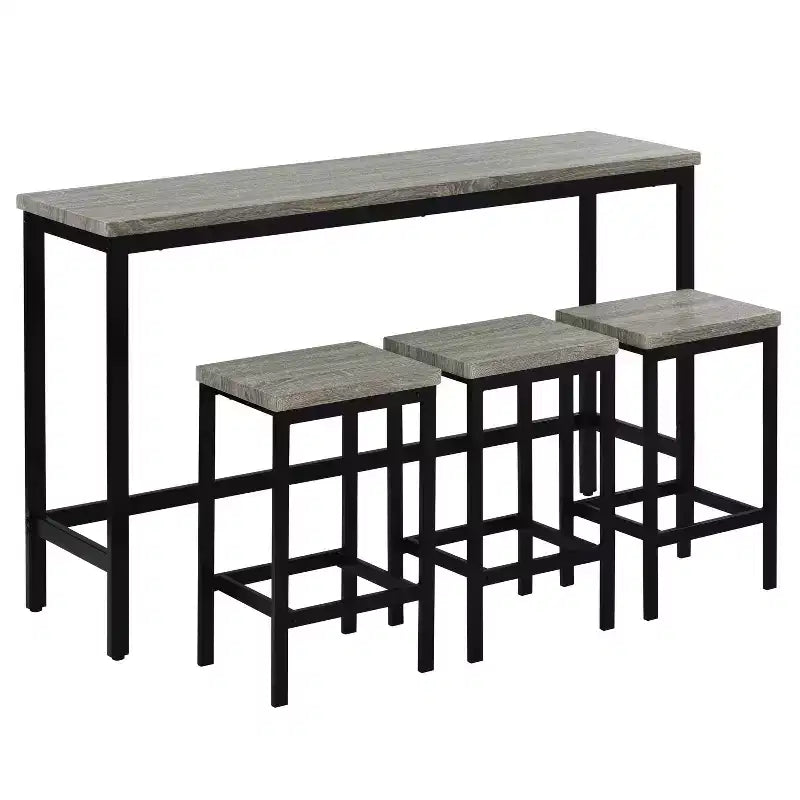 Whisen ensemble table de salle à manger hauteur comptoir 4 pièces style farmhouse avec 3 tabourets