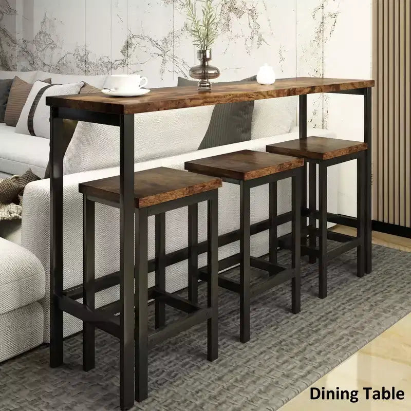 Whisen ensemble table de salle à manger hauteur comptoir 4 pièces style farmhouse avec 3 tabourets