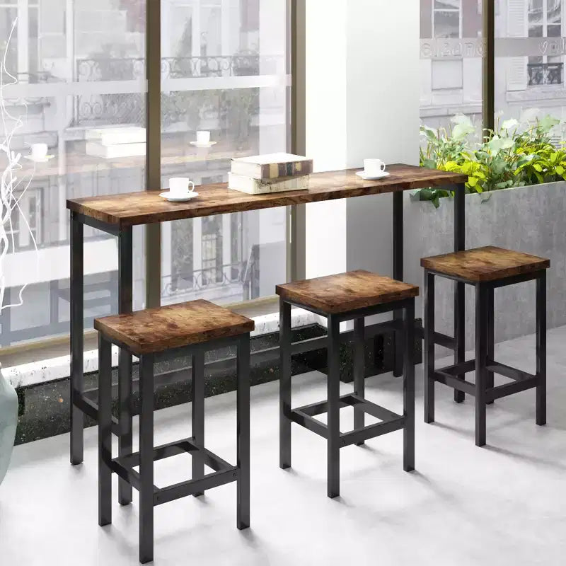 Whisen ensemble table de salle à manger hauteur comptoir 4 pièces style farmhouse avec 3 tabourets