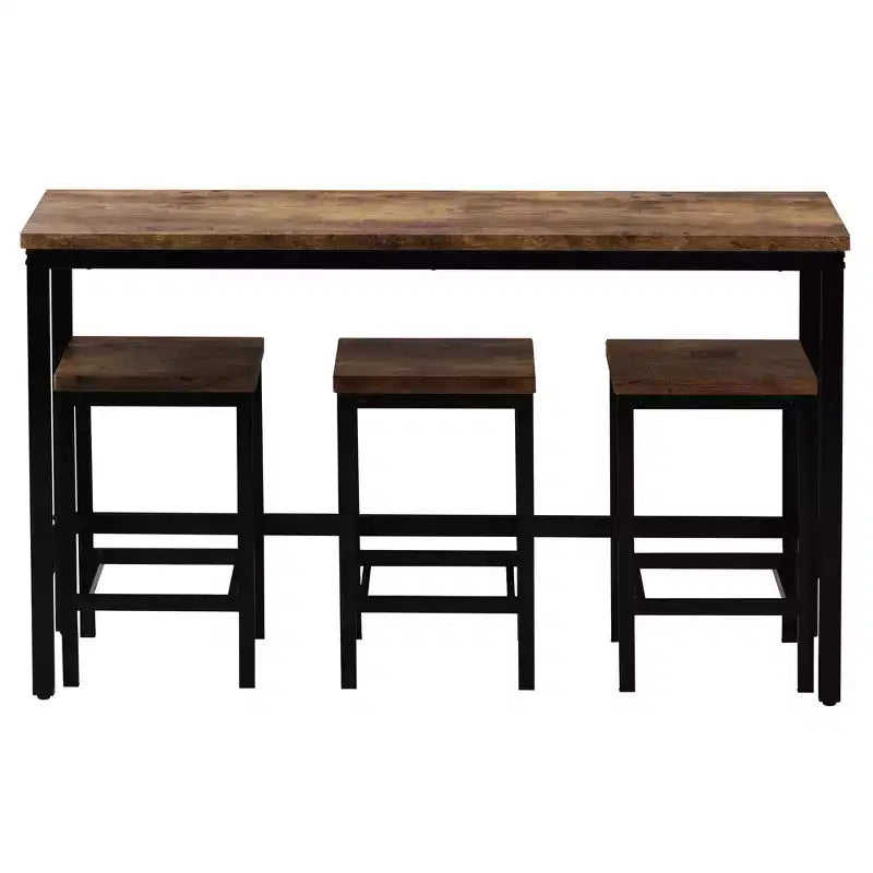 Whisen ensemble table de salle à manger hauteur comptoir 4 pièces style farmhouse avec 3 tabourets
