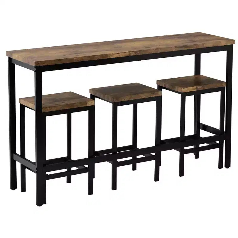 Whisen ensemble table de salle à manger hauteur comptoir 4 pièces style farmhouse avec 3 tabourets