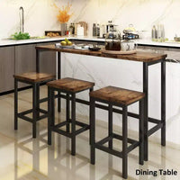 Whisen Farmhouse 4-Piece Counter Height Dining Table Set with 3 Stools