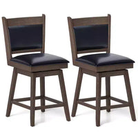 Lot de 2 tabourets de bar pivotants Costway 25" avec dossier, pieds en bois de caoutchouc, repose-pieds robuste