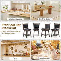 Lot de 2 tabourets de bar pivotants Costway 25" avec dossier, pieds en bois de caoutchouc, repose-pieds robuste