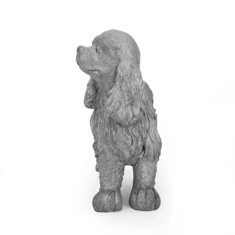 Banc Rayshon Cocker Spaniel en béton léger d'extérieur GDFStudio, gris