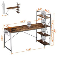 Bureau d'ordinateur réversible Bestier 47 pouces avec étagères de rangement pour bureau à domicile, Marron rustique