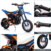 Moto électrique tout-terrain 24 V, moteur 250 W, motocross rapide 22 km/h, moto tout-terrain avec selle en cuir
