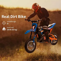 Moto électrique tout-terrain 24 V, moteur 250 W, motocross rapide 22 km/h, moto tout-terrain avec selle en cuir