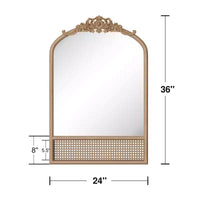 PexFix miroir mural classique à cadre en bois sculpté en arc avec fond en rotin
