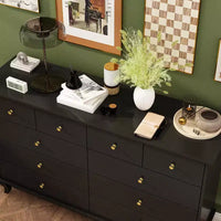 Commode horizontale Hitow à 10 tiroirs avec poignées rondes en métal, commode moderne