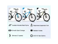 Vélo tout terrain BAMCBASE Agave, VTT homme femme 21 vitesses, cadre en acier à haute résistance, frein V, vélo semi-rigide pour adultes