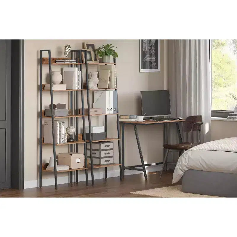 Étagère bibliothèque étroite à 5 niveaux, étagère industrielle pour salon de jardin