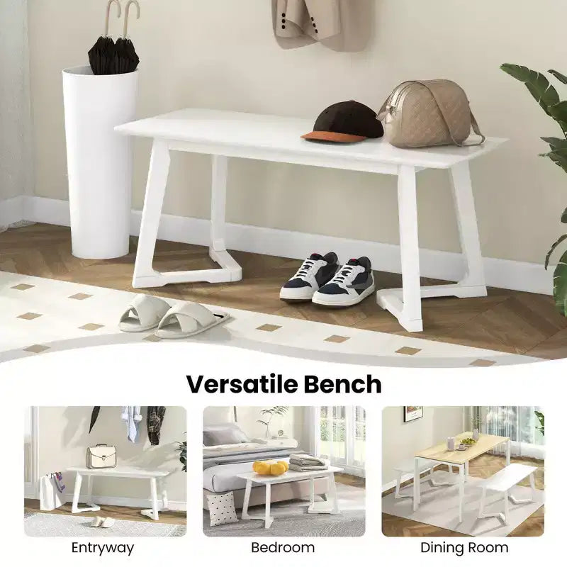 Costway 1/2 pièces banc d'entrée moderne 42 avec pieds en hévéa, assise lisse, montage facile